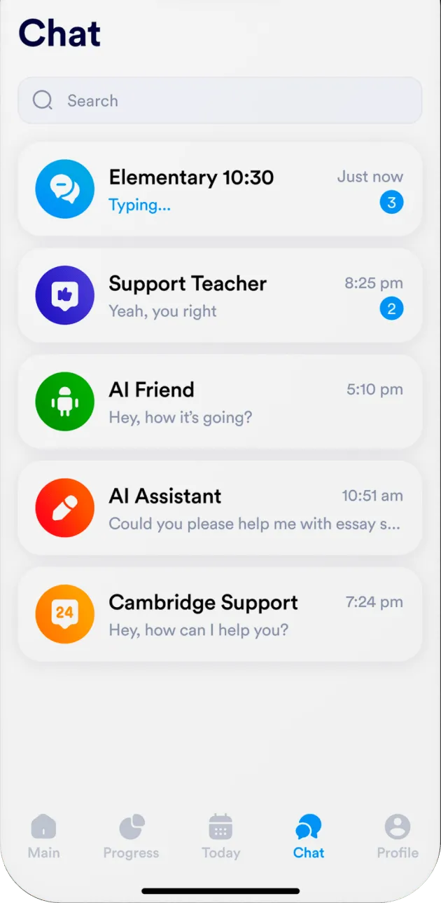 Cambridge App Chat page