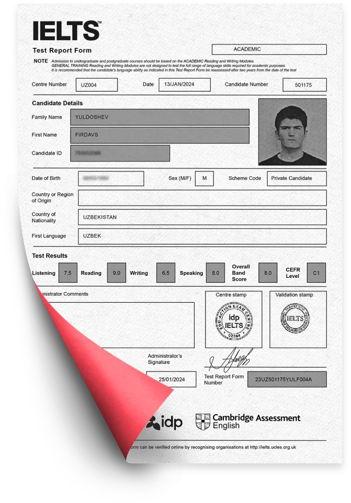 Cambridge Students IELTS result