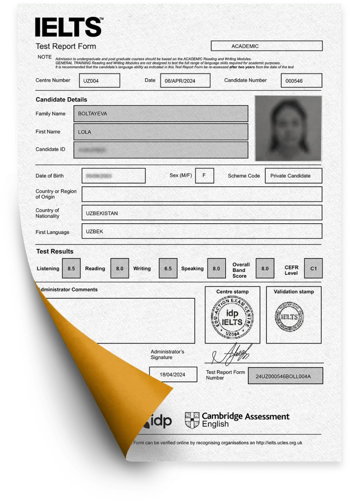 Cambridge Students IELTS result